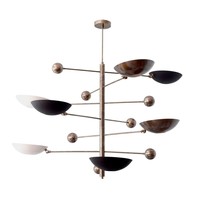 7 Light Pendant Mid Century Modern Raw Brass Sputnik chandelier light Fi... - $864.41