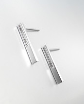 Minimalist Urban Anthropologie 18kt White Gold Plated CZ Crystals Stick Earrings - $16.99