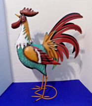 New Metal Rooster Chicken Figurine Sculpture Country Rustic Farmhouse - £35.48 GBP