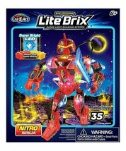 Lite Brix Nitro Ninja Light Up Robot 35 Pc Super Bright LED Glowing - £71.23 GBP