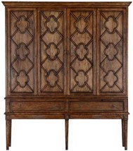 TV Cabinet Wilcox Raised Rustic Pecan Solid Wood Quatrefoil BiFold Doors Drawers - £4,063.54 GBP