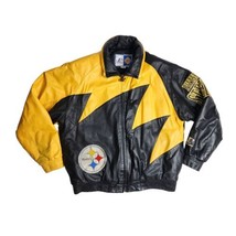 Vintage 90s Pittsburgh Steelers Leather Logo Athletic Sharktooth Jacket Size XL - £155.02 GBP
