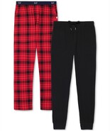 Gap Mens 2Pk. Waffle-Knit Jogger-Leg Pajama Pants True Black &amp; Red Plaid... - $29.99