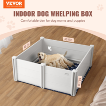 Dog Whelping Box 48 x 48 x 18.1in PVC with Rails Pee Pad for Dogs Puppies - £145.45 GBP