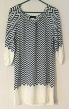 Venus dress size 10 women 3/4 sleeve white &amp; blue stripes keyhole neck line - £12.04 GBP