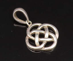 925 Sterling Silver - Vintage Minimalist Celtic Knot Drop Pendant - PT21281 - $28.98