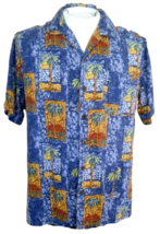 HAVANA JACKS CAFE Men Hawaiian ALOHA shirt pit to pit 24 L stained glass Vintage - £19.49 GBP