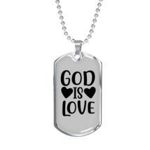 God is Love Heart Necklace Stainless Steel or 18k Gold Dog Tag 24&quot; Chain - £37.81 GBP+