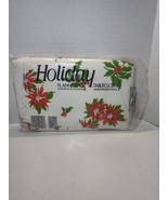 Vintage NEW Sealed Christmas Poinsettia Vinyl Tablecloth 52x70 Oblong Fl... - $25.91 CAD