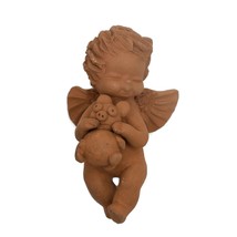 Vintage Terra Cotta Cherub Angel Teddy Bear Handmade Folk Art Pottery Mexican  - £23.59 GBP