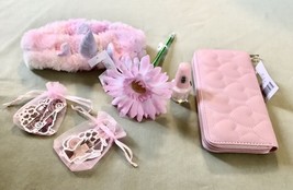 Pink Chevron Wallet, Unicorn Furry Headband, Pink Polish, Flower Pen, Stickers! - £14.87 GBP