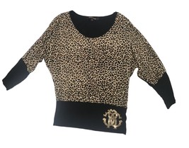 ROBERTO CAVALLI Leopard Print Black Top Sz Small - £46.58 GBP