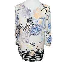 Chico’s Floral White Pullover Tunic Blouse Size Small - £20.21 GBP