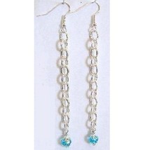 Medium Link Aqua Silver Plate Chain Earrings - $183.84 MXN