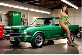 Green 1965 Ford Mustang Artist&#39;s Rendering on Premium Photo Print 8.5&quot; x... - $11.85