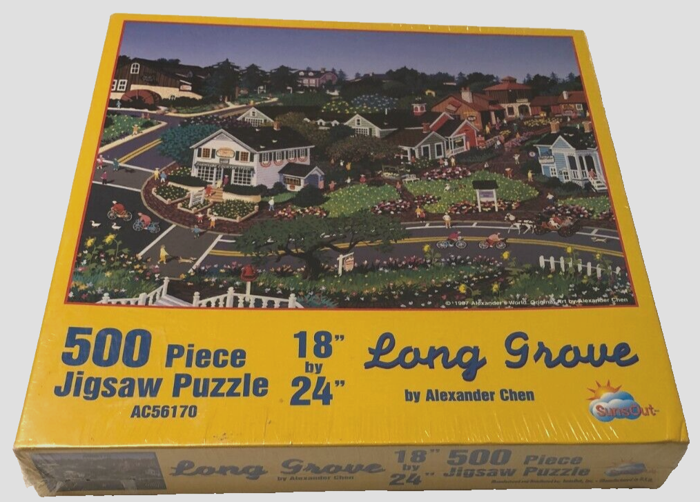 $50 Alexander Chen Long Grove Vintage 90s Art 500 Piece Puzzle Sunsout New - $62.28
