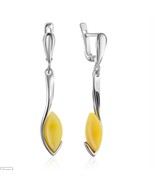 Silver earring real Amber, Sterling silver 925, Stamped, Rhodium plating... - $640.76 MXN