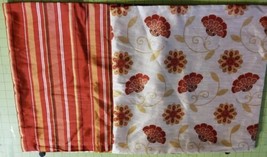 Pier 1 Pillow Covers 18x18 Orange Rust Cream Floral Strip Reversible Set 2 - $41.88