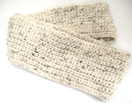 Handmade Knit Infinity Scarf Off White Black Oatmeal - £6.32 GBP