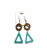 Geometric Shape Earrings Circle Triangle Gold Aqua Glitter Sterling Silver - €17,20 EUR