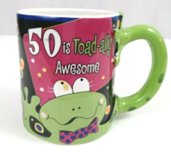 50 Years Old Is Toad-ally Awesome Frog With Leg Handle Coffee Cup 4" Tall - $8.72