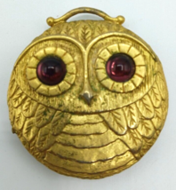 Goldtone Owl with Purple Eyes Refrigerator Magnet (Repurposed Pendant) - $9.89