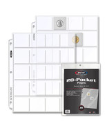 BCW Pro 20-Pocket Page (20 CT. Pack) Holds Twenty 2" x 2" Cards, Coins or Slides