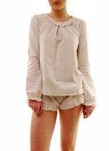 FOR LOVE &amp; LEMONS Womens Pyjama Top Emmy Long Sleeve Elegant Pinstripe S... - £69.17 GBP