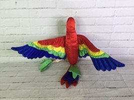 VTG Russ Berrie Parrott Bird Perch Colorful Soft Satin Plush Stuffed Ani... - £81.79 GBP