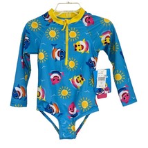 Baby Shark Swimsuit 2T toddler bathing suit long sleeve UPF 50 Pink Fong NEW - £13.98 GBP