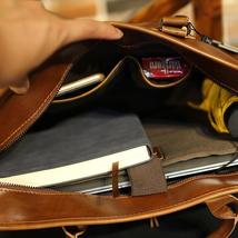 Crazy Horse PU Leather Men Briefcase Vintage 14 inch Big Business Laptop Handbag - £52.90 GBP