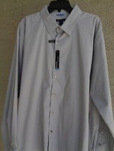  Van Heusen 2XL L/S Shirt  Cotton Blend  Gray Pin Stripes  Slim  Fit MSR... - $20.78