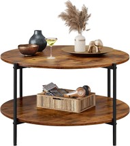 Wlive Round Coffee Table: 32&quot; Wood Modern Coffee Table With, Tier Storage Shelf. - $90.04