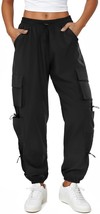Ladies Parachute Cargo Trousers With Pockets - Lightweight, Waterproof, Baggy - £29.93 GBP