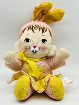 Well Made Toy Bunny Rabbit Yellow Pink Polka Dots Vintage 1983 Plush Doll - £11.56 GBP