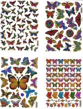 Promotion SET 4 Sheet Butterfly Glitter Craft Fun Sticker Size 13x10 cm/5x4in - £7.07 GBP