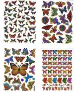 Promotion SET 4 Sheet Butterfly Glitter Craft Fun Sticker Size 13x10 cm/... - $8.99