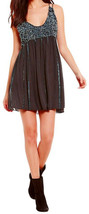 Free People Black Bling Slip Dress Small 4 6 Strappy Back Sequins Crinkled NWT - £54.77 GBP