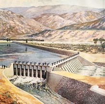 1916 Truckee Carson Irrigation Dam Nevada Color Plate Print Art Landscap... - $364.42 MXN