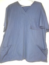 Solid Unisex Blue Scrub Top Medical Uniform Sz 1x - $74.93 MXN