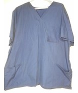 Solid Unisex Blue Scrub Top Medical Uniform Sz 1x - $74.93 MXN