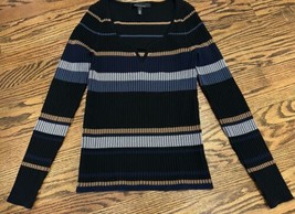 White House Black Market Ribbed Keyhole Stripe Sweater Size Large - £30.92 GBP