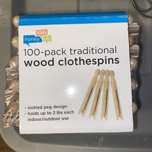 100 Pack Traditional Wood Clothespins New Light Color By Honey Can Do - £5.60 GBP