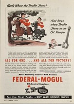 1944 Print Ad Federal-Mogul Oil Control Bearings Horse Cartoon Detroit,Michigan - £12.76 GBP