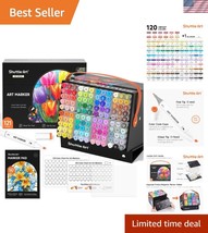 Vibrant Dual Tip Markers 121 Colors with Colorless Blender Perfect for S... - $77.99