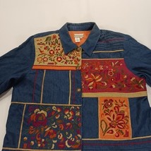 Coldwater Creek RN#98516 Women's Blue Floral Applique Embroidered Jacket Size XL image 12