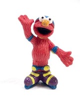 Elmo Wearing Roller Skates Vtg Sesame Street Pvc Figure Cake Topper Toy 2.5&quot; - £3.06 GBP