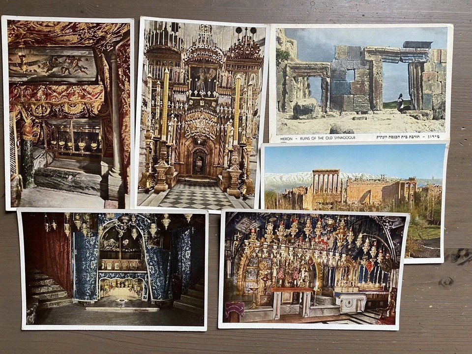 Lotto di 6 vecchie cartoline Israele Gerusalemme Betlemme Baalbek - $10.14