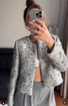 Zara Bnwt 2024. Silver Jewel Jacket Blazer Sequins. 2885/152 - £129.52 GBP
