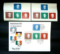 1968 3x Adenauer Churchill Schuman Gasperi German FDC Sheet, Blocks German Post - £16.02 GBP